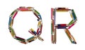 Alphabet - letters: Q R, alphabet made from colorful used pencils