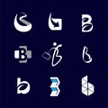 Alphabet letters set B Logo element. B letter collection Vector Template