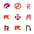 Alphabet letters set R Logo element. R letter collection Vector Template