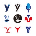 Alphabet letters set Y Logo element. Y letter collection