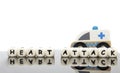 alphabet letters spelling the word heart attack and a toy ambulance Royalty Free Stock Photo