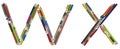 Alphabet - letters: W X, alphabet made from colorful used pencils