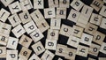 Alphabet letters on wooden scrabble pieces Royalty Free Stock Photo