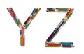 Alphabet - letters: Y Z, alphabet made from colorful used pencils