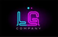 neon lights alphabet lg l g letter logo icon combination design