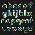 Alphabet line transparent color font style.