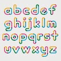 Alphabet line transparent color font style.