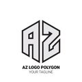 AZ Logo Polygon - Alphabet Logo in Polygon shape Royalty Free Stock Photo