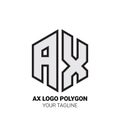 AX Logo Polygon - Alphabet Logo in Polygon shape Royalty Free Stock Photo