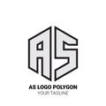 AS Logo Polygon - Alphabet Logo in Polygon shape Royalty Free Stock Photo