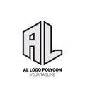 AL Logo Polygon - Alphabet Logo in Polygon shape Royalty Free Stock Photo