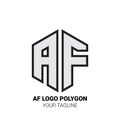 AF Logo Polygon - Alphabet Logo in Polygon shape Royalty Free Stock Photo