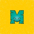 alphabet m letter monster character sign symbol