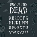 Alphabet is made of bones. Vector font for Day of the Dead.