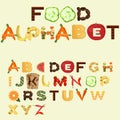 Alphabet made of different food, flat design