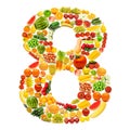 Alphabet made of fruits and vegetables Royalty Free Stock Photo