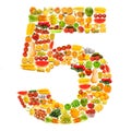 Alphabet made of fruits and vegetables Royalty Free Stock Photo