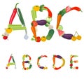 Alphabet made of fruits and vegetables Royalty Free Stock Photo