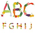 Alphabet made of fruits and vegetables Royalty Free Stock Photo