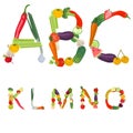 Alphabet made of fruits and vegetables Royalty Free Stock Photo