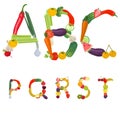 Alphabet made of fruits and vegetables Royalty Free Stock Photo