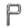 Alphabet made of Metal pipe, letter P with clipping path Royalty Free Stock Photo