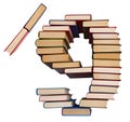 Alphabet made out of books, figures 9 and slash