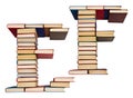 Alphabet made out of books, letters E and F