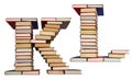 Alphabet made out of books, letters K and L