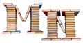 Alphabet made out of books, letters M and N