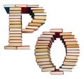 Alphabet made out of books, letters P and O