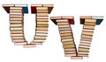 Alphabet made out of books, letters U and V