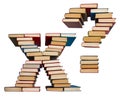 Alphabet made out of books, letters X and question mark Royalty Free Stock Photo