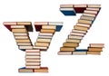 Alphabet made out of books, letters Y and Z