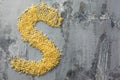 Alphabet made of pasta. Letter S