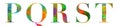 alphabet made of serif letters with multicolored digital painting effect, texture and pattern, upper case letter P, Q, R, S, T