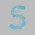 Alphabet made of virus isolated on gray background. Number 5. 3d rendering. Covid font