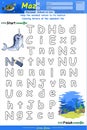 Alphabet Maze Game learning alphabet Nn with Narwhal cartoon