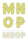 Alphabet maze games M, N, O, P