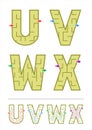 Alphabet maze games U, V, W, X