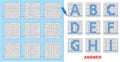 Alphabet maze for kids - A, B, C, D, E, F, G, H, I.