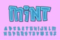 Alphabet Mint Glow Blue Graffiti Cartoon Vector