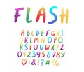 Alphabet modern design. Hand brush font. Letters, numbers and punctuation marks. EPS 10 Royalty Free Stock Photo