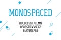 Alphabet. Modern typeface design. Monospace font with uppercase text symbols or numbers. Latin signs or English letters