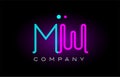 neon lights alphabet mw m w letter logo icon combination design
