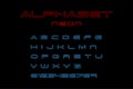 Alphabet Neon Font, isolated on black background. Alphabet Neon Font red and blue color. Modern design. Glowing alphabet font. Set Royalty Free Stock Photo