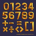 Alphabet number gold colour style.