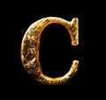 Alphabet and numbers in gold leaf