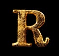 Alphabet and numbers in gold leaf Royalty Free Stock Photo