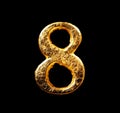 Alphabet and numbers in gold leaf Royalty Free Stock Photo